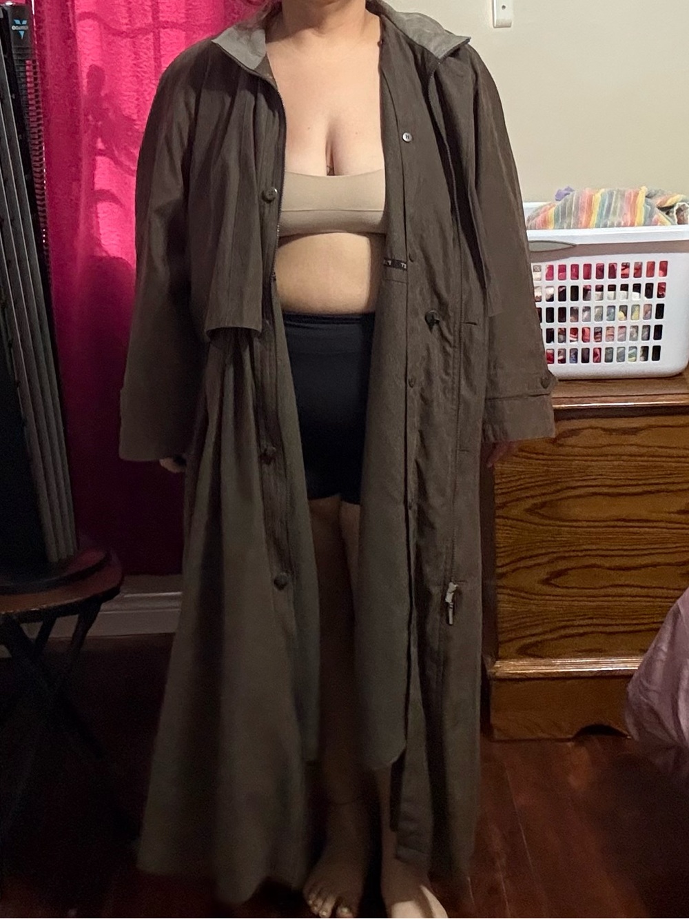 Women's Long  Trench Coat in Dark Brown